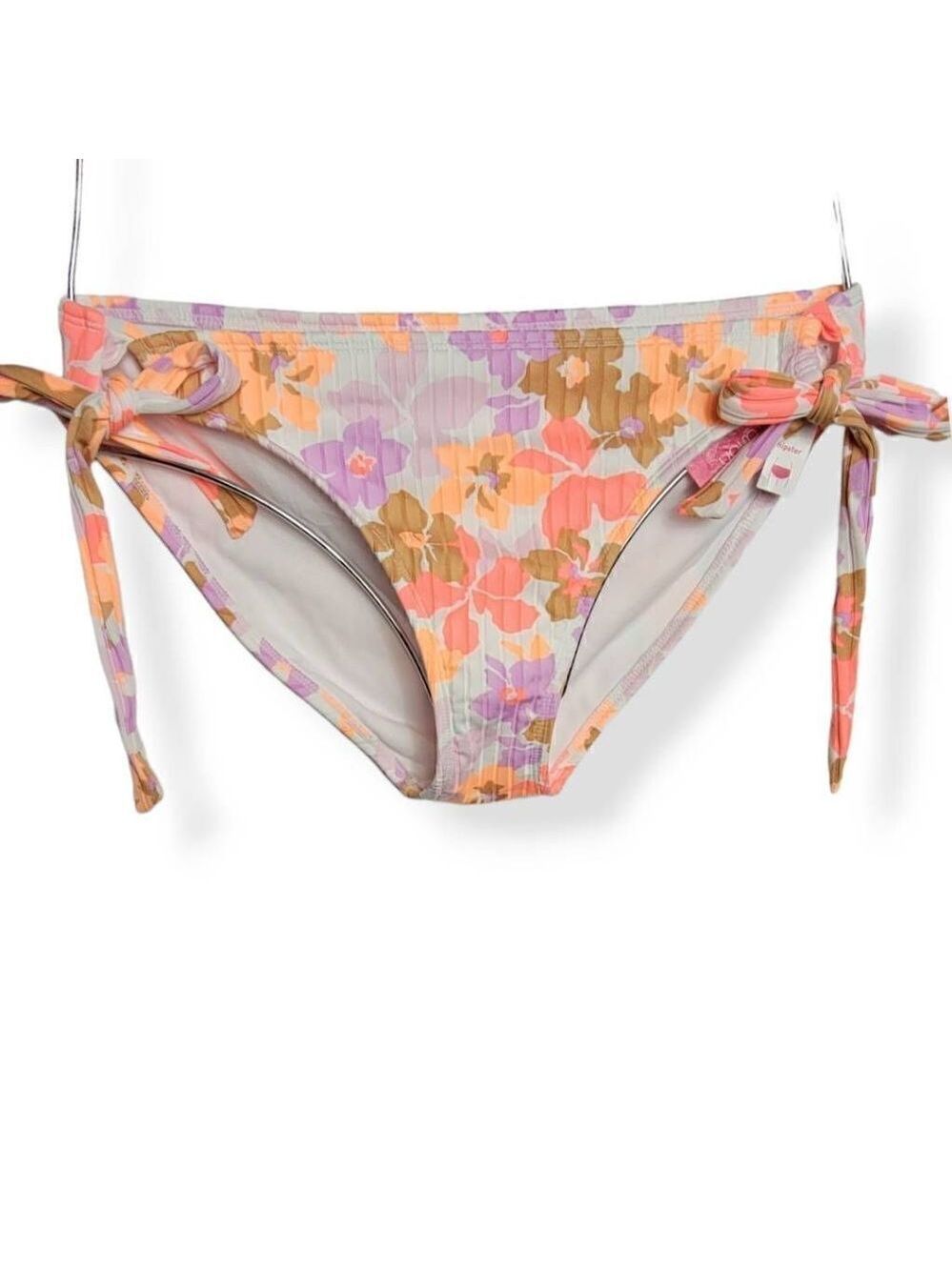 Xhilaration Floral Ribknit Side Tie Bikini Bottom XL 12 14